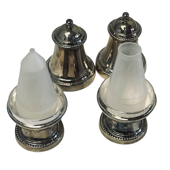Vintage Lanthe Silver Plated Salt & Pepper Set Pots - Picture 5 of 16